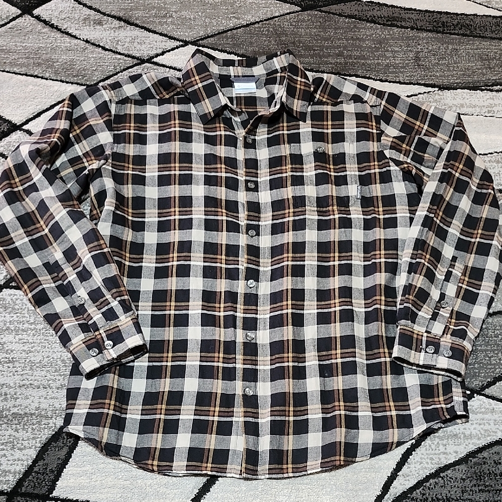 COLUMBIA PLAID LIGHTWEIGHT FLANNEL BUTTON-DOWN LONGSLEEVE SHIRT XL
